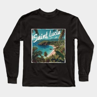 Saint Lucia (White Lettering) Long Sleeve T-Shirt